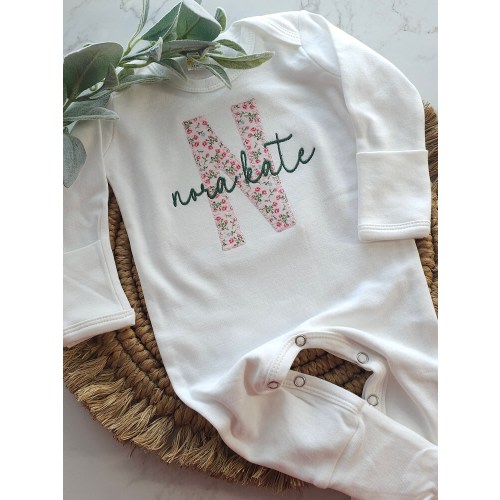 Monogram baby romper, personalized coming home outfit, baby shower gift