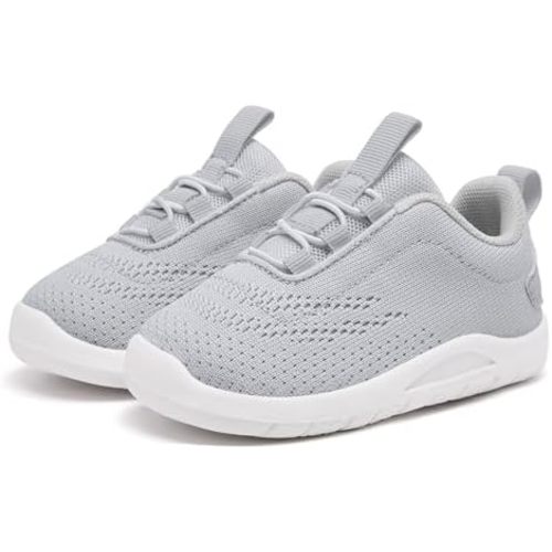 MORENDL Toddler Slip On Sneakers Baby Walking Shoes Non-Slip Breathable Unisex Pink Mesh Lace-Up Athletic Sneakers Infant Running Shoes