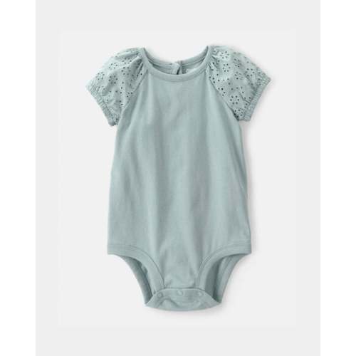Baby Girl Eyelet-Sleeve Bodysuit - Green - OshKosh B'gosh | Carter's