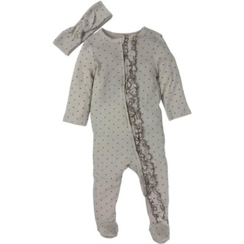 Studio 3 Baby Girls' One-Piece Ruffled Romper and Headband Set, Cream, 3/6 Months