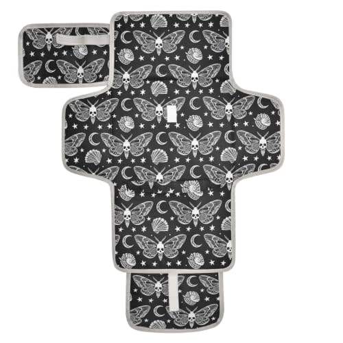 Gothic Portable Changing Pad Baby Diaper Mat, 11.8"x 24.4" | Water-resistant, Compact polyester diaper changing pad, foldable design