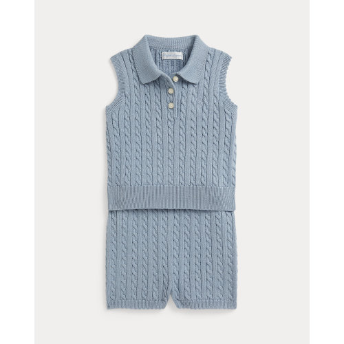 Mini-Cable Cotton Polo Sweater & Short for Baby Girls | Ralph Lauren