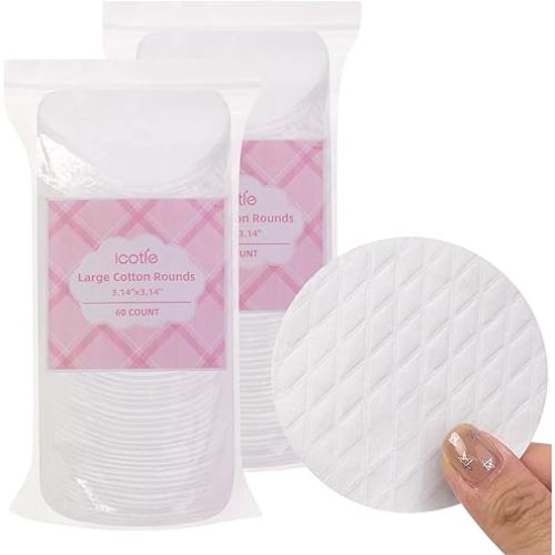 Extra Large Cotton Rounds, Diameter 3.14", 100% Pure Cotton Pads, Soft and Lint-Free, for Removing Makeup, Nail Polish, and Cleansing Face, 120 Count