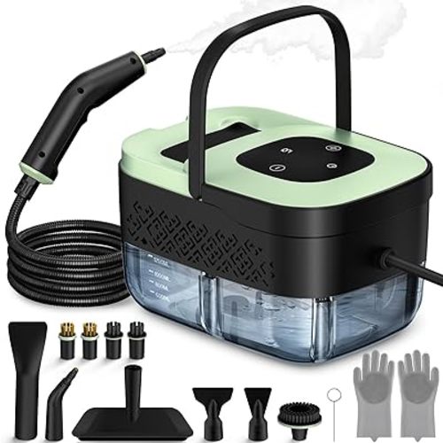 Steam Cleaner, Portable Steamer for Cleaning with 16pcs Accessories, 6-Level Adjustable and 15s Heat-Up, Handheld Steam Cleaner for Home, Tile, Dirt, Grout, Grease, Car Detailing