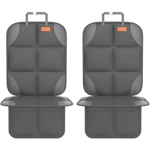 SMART ELF Car Seat Protector, 2Pack Seat Protector Protect Child Seats with Thickest Padding and Non-Slip Backing Mesh Pockets for Baby and Pet,Sedan SUV Truck (Black)