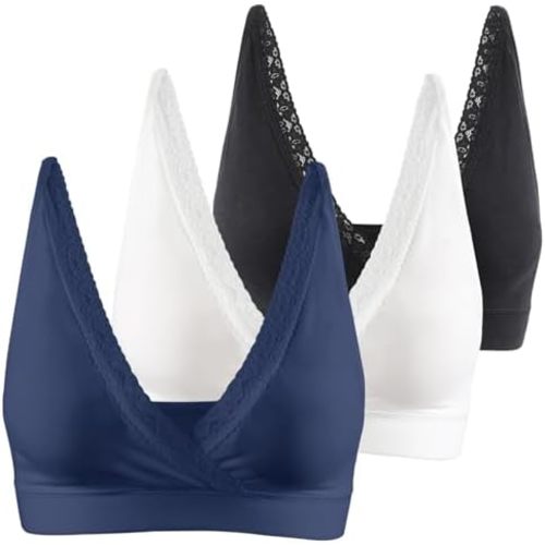 COLOMI Maternity Nursing Bra Wirefree Cotton Breastfeeding Bra for Sleep Lace Maternity Bralette