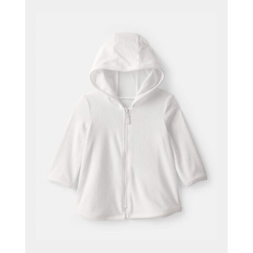 Baby Girl Terry Long-Sleeve Cover Up - White | Carter's