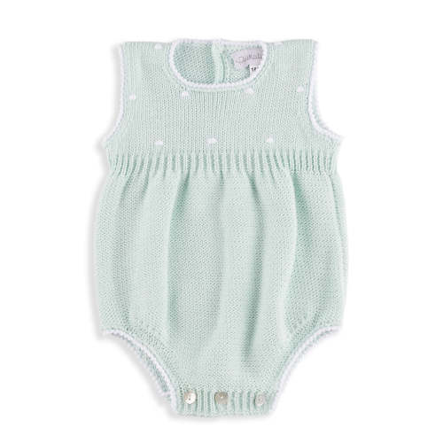 Emory Mint Dots Organic Cotton Knitted Romper