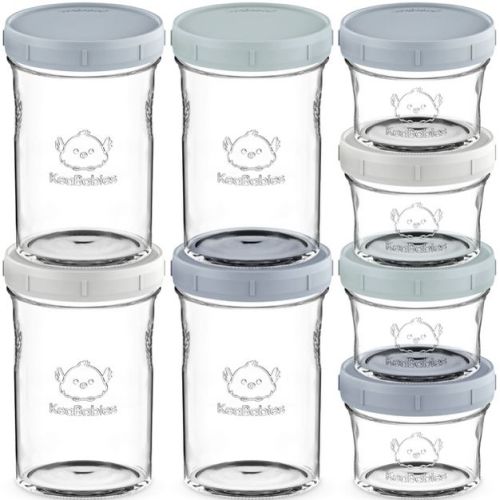 8pk Prep Baby Food Storage Containers, Leak-Proof, BPA Free Glass Baby Food Jars for Feeding (Roseate)