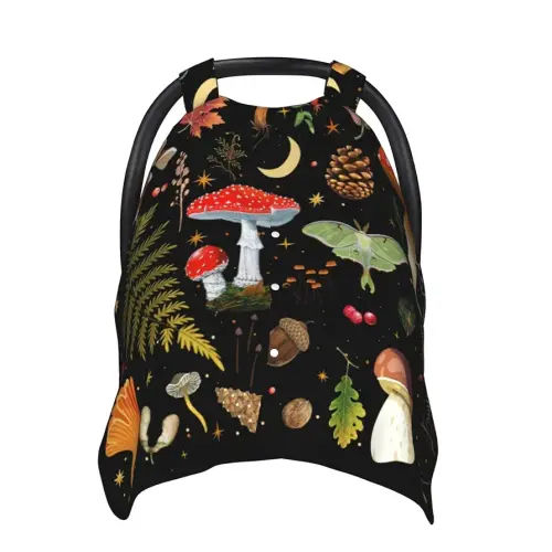 Mushroom Baby Car Seat Canopy Cover Multi Use Nursing Cover for Newborn Car Seat Canopy Mom Nursing Breastfeeding Covers Newborn Shower Gifts