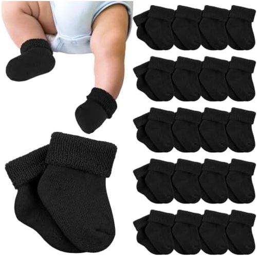 Janmercy 20 Pair Preemie Socks Baby Boy Girls Newborn Premature Terry Cotton Socks for Unisex Baby
