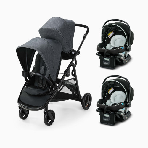 Graco Ready2Grow 2.0 Double Stroller and SnugRide Lite LX Infant Car Seat Twin Bundle