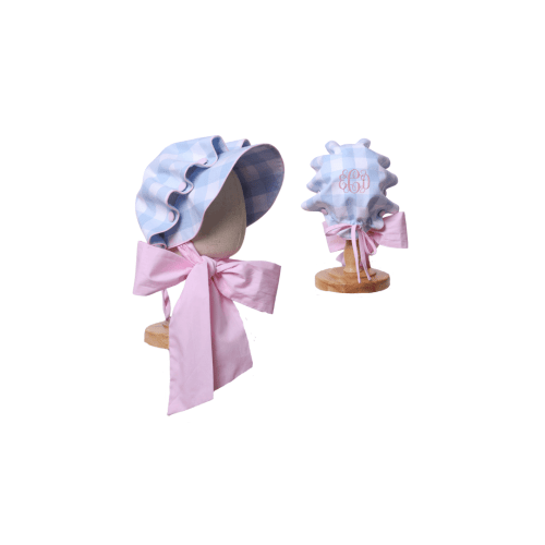 Blue and Pink Buffalo Check Bonnet