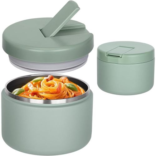 Pawtong 12oz Insulated Vacuum Food Jar with Buckle Lid Wide Mouth Soup Thermo for Hot Food Kids Leakproof Stainless Steel Lunch Container