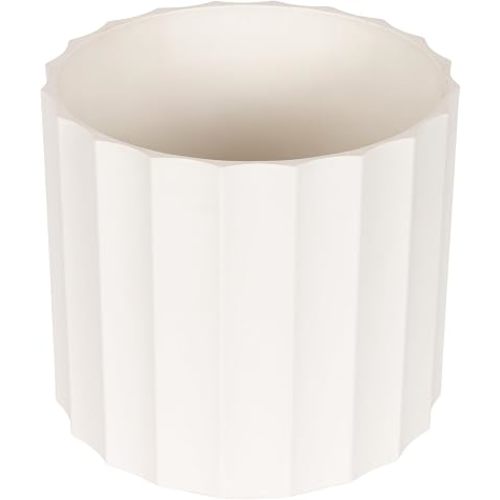 Kate and Laurel Jibbs Round Indoor Scalloped Planter Pot, 10 x 10 x 10, White, Modern Circular Planter for Indoor Plants for Living Room or Sunroom Decor