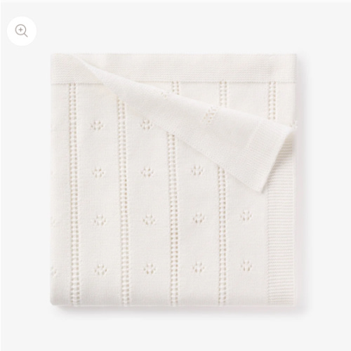 Cream Pointelle Knit Baby Blanket