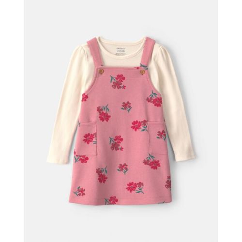 Toddler Girl Floral French Terry Long-Sleeve Dress Set - Pink/Cream | Carter's