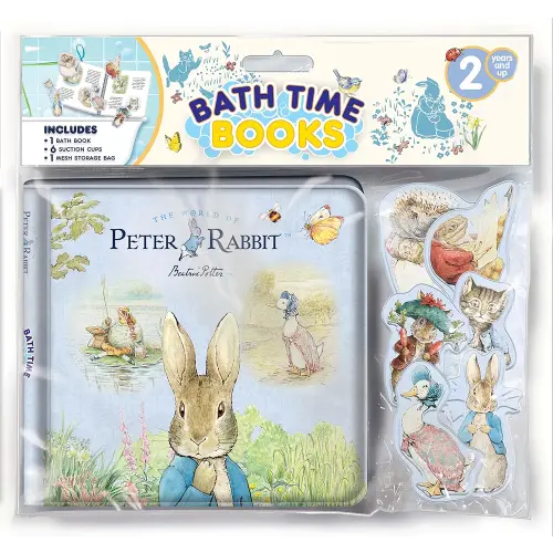 Peter Rabbit / The World of Beatrix Potter Bath Time Books - Activity Books for kids, Bath book, 6 Padded suction cups, 1 Mesh bag (Bathtime Book (Eva))