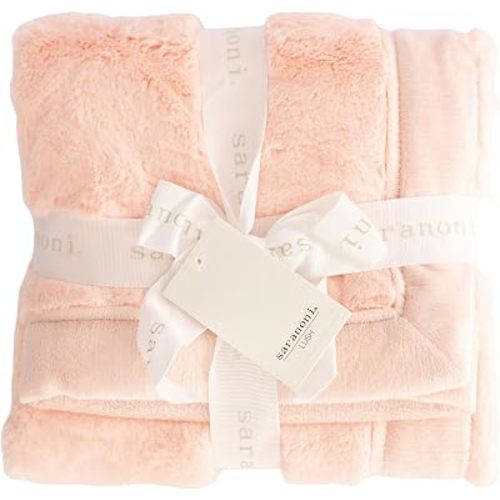 Saranoni Luxury Receiving Blankets for Babies | Ultra-Soft Lush and Boutique Quality Baby Blanket | Peach Blush - 40” x 30”