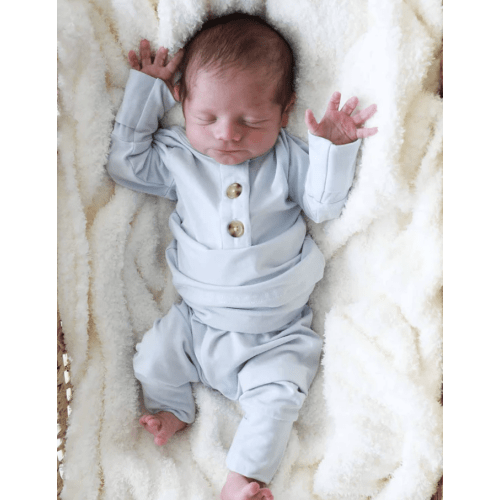 2pc Bamboo Button Top & Bottom in Ice Blue | Caden Lane