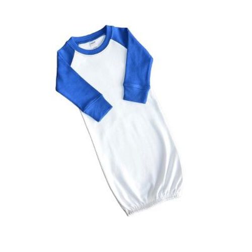 MONAG Long Sleeve Raglan Baby Gown White/Royal Blue 0-3 m