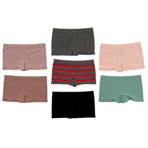 Alyce Ives Intimates Boyshort Panties for Women Seamless and No Show, Skin Tones, XL, 7-Pack