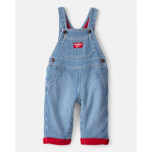 Baby Hickory Stripe Knit-Like Denim Overalls - Blue/Ivory - OshKosh B'gosh | Carter's