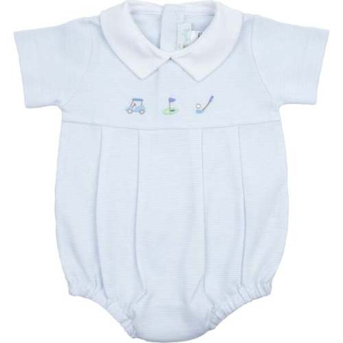 Pointed Collar Golf Bubble Romper, Lt.Blue - Cuclie | Maisonette