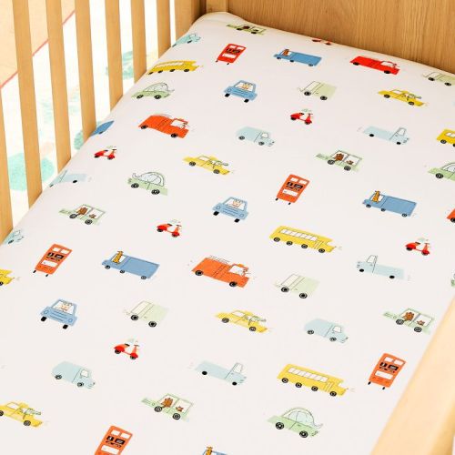 Organic Carpool Critters Crib Fitted Sheet