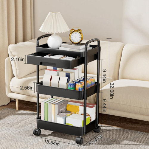 iMounTEK 3 Tier Rolling Utility Cart with Drawer | Wayfair