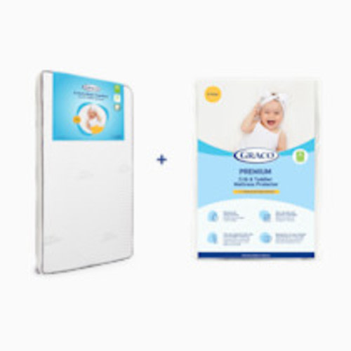 Graco Dual Comfort 6-Inch Crib & Toddler Mattress + Premium Waterproof Mattress Protector - 2
