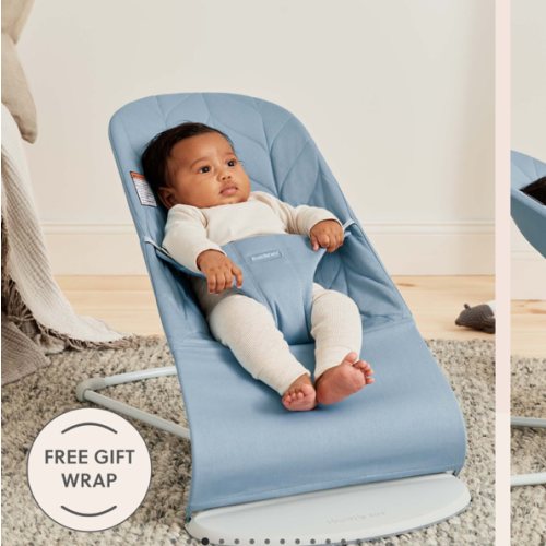 BabyBjörn Bouncer Bliss Blue Woven Petal Quilt