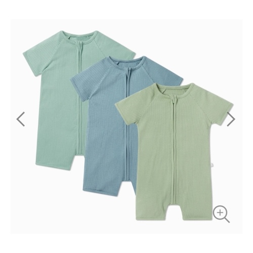 Ribbed Zip Summer Pajamas 3 Pack 0 - 3 M