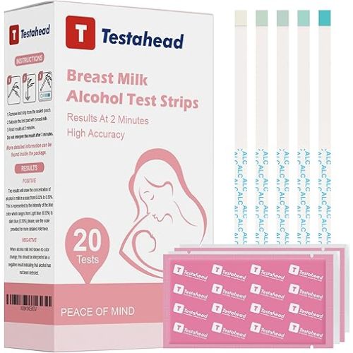20Pcs Alcohol Test Strips for Breastmilk, Quick Results in 2 Minutes Breast Milk Alcohol Test Strips for Breastfeeding Moms at Home Holiday Party