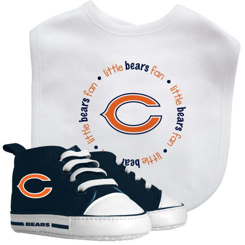 BabyFanatic 2 Piece Bib and Shoes - NFL Chicago Bears - White Unisex Infant Apparel