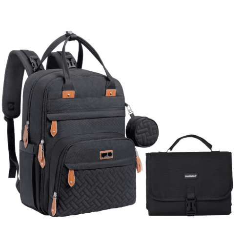 BabbleRoo Original Bag Backpack, Large 26L Waterproof Baby Bag with Premium Changing Pad Set, Insulated Bottle Pockets & Stroller Straps, Black