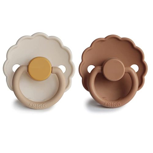 FRIGG Daisy SilkySoft Silicone Baby Pacifier | Made in Denmark | BPA-Free (Chamomile/Peach Bronze, 0-6 Months)