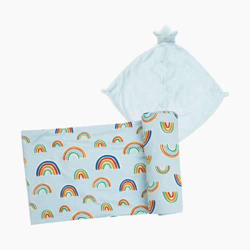 Angel Dear Swaddle and Lovie Bundle - Blue Rainbow/Blue Star