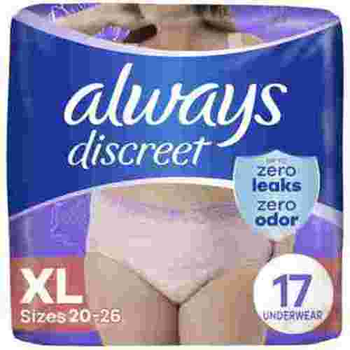 Always Discreet Adult Incontinence Underwear for Women and Postpartum Underwear, XL, Up to 100% Bladder Leak Protection, 17 CT