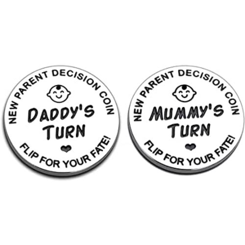 Funny Double Sided Decision Making Coin for New Parent Gifts | New Dad Mom Gifts for Mother's Day Father's Day Thanksgiving Christmas Stocking Stuffers for Pregnancy Women
