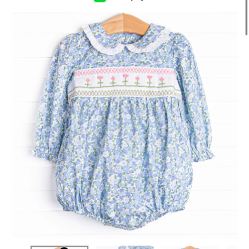 Growing Fonder Smocked Bubble, Blue – Stitchy Fish