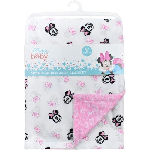 Cudlie Disney Baby Girl Mine Mouse Baby Blanket Double Sided Mink with Pink Minnie Print (30x40)