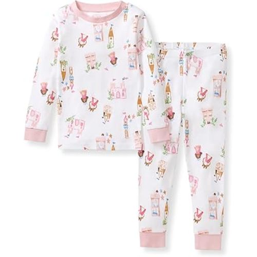 Burt's Bees Baby Girls' Pajamas, 2-Piece Long Sleeve Tee and Pants Organic Cotton PJ Set