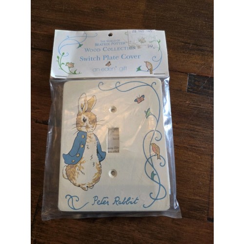 Vintage NEW Beatrix Potter Wood Peter Rabbit Light Switch Plate