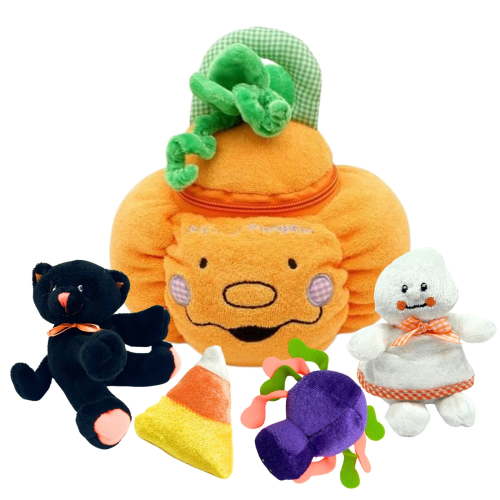 Genius Babies - Halloween Stuffed Pumpkin Playset with 4 ct Sensory Toys