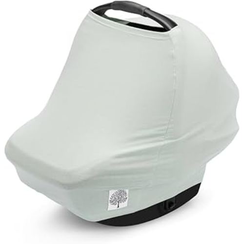 Parker Baby 4 in 1 Car Seat Cover for Girls and Boys - Stretchy Carseat Canopy, Nursing Cover, Grocery Cart Cover, High Chair Cover - Sage