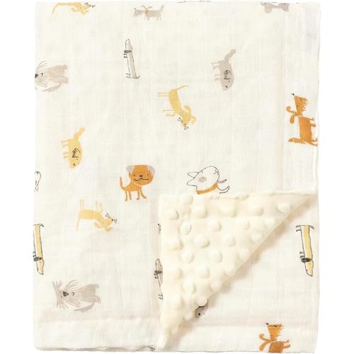 CREVENT 30''X40'' Organic Muslin Cotton Baby Blanket for Newborns, Soft Mink Backing, Essential for Baby Shower Birthday Gift - Animal 75X100cm