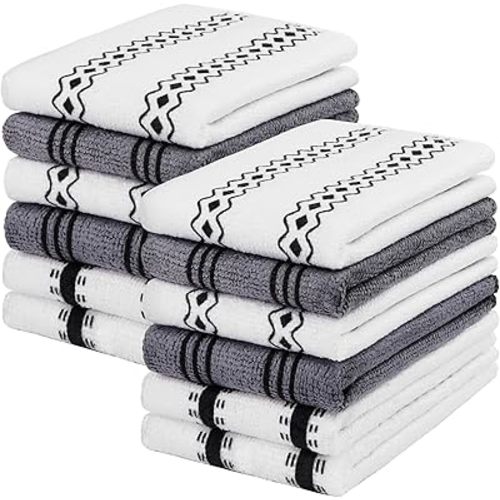 HOMEXCEL Microfiber Cleaning Cloth, Kitchen Towels 12 Pack, Lint Free, Scratch-Free, Highly Absorbent, Reusable Dish Towels for Kitchen and Household