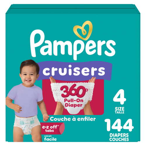 Pampers Diapers - Cruisers 360° - Size 4, up to 100% Leakproof Fit, Designed for Active Babies, Pull On Diaper, EZ Off Tabs Designed for Easy Changes - Walmart.ca