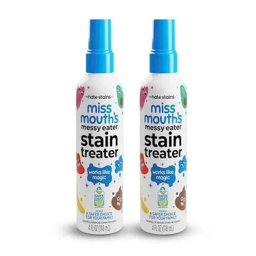 Miss Mouth's Messy Eater Stain Treater Spray - 4oz 2 Pack Stain Remover - Newborn & Baby Essentials - No Dry Cleaning Food, Grease, Coffee Off Laundry, Underwear, Fabric